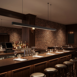 Modern LED Linear Suspension Light over a bar counter