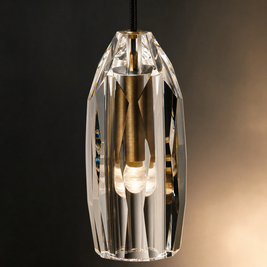 Crystal Geometric Mini Pendant Light faceted crystal shade detail