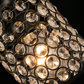 Crystal Cylinder Pendant Light crystal bead shade detail