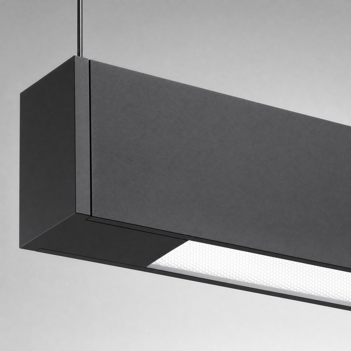 Modern LED Linear Suspension Light end cap detail