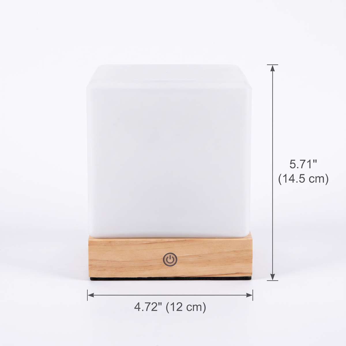 Square Wood Cube Lamp dimensions 4.72 in W x 5.71 in H