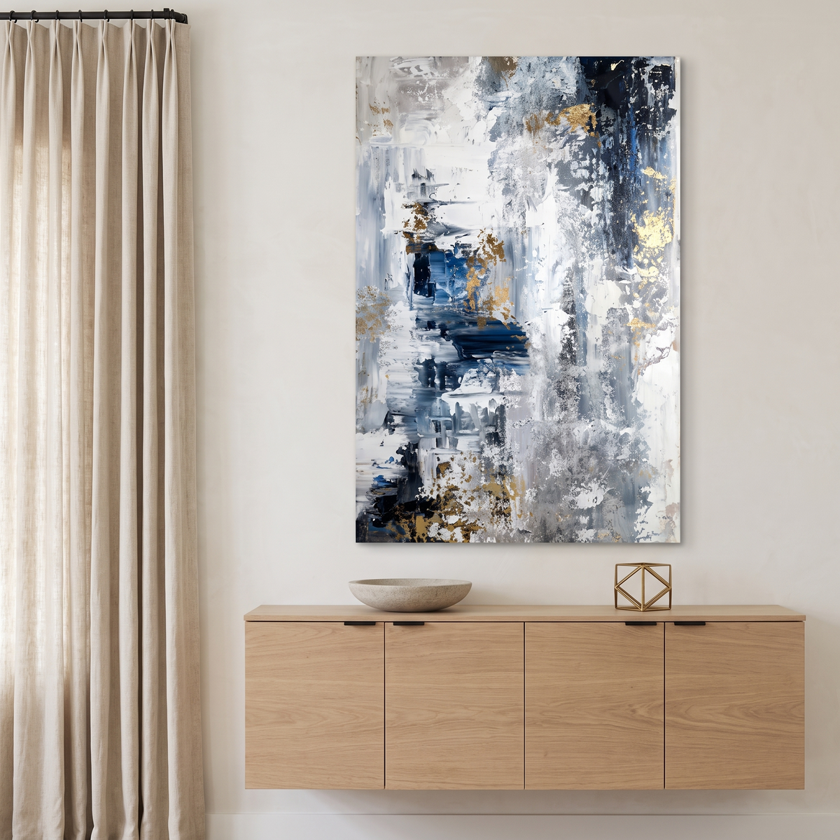Into The Storm Abstract Textured Canvas Wall Art in a contemporary entryway