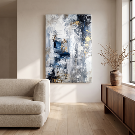 Into The Storm Abstract Textured Canvas Wall Art in a modern living room