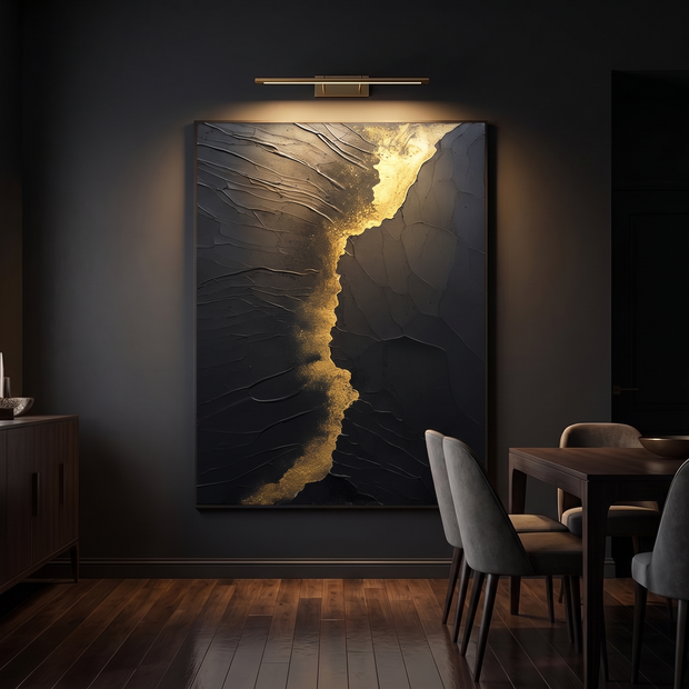 Obsidian Beach Canvas Wall Art with dramatic gallery lighting