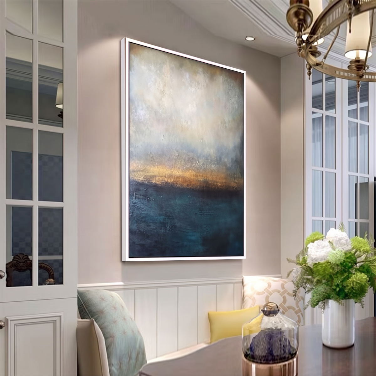 Daybreak Abstract Coastal Canvas Wall Art, full view