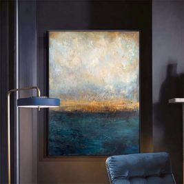 Daybreak Abstract Coastal Canvas Wall Art, close texture