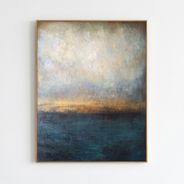 Daybreak Abstract Coastal Canvas Wall Art, detail view