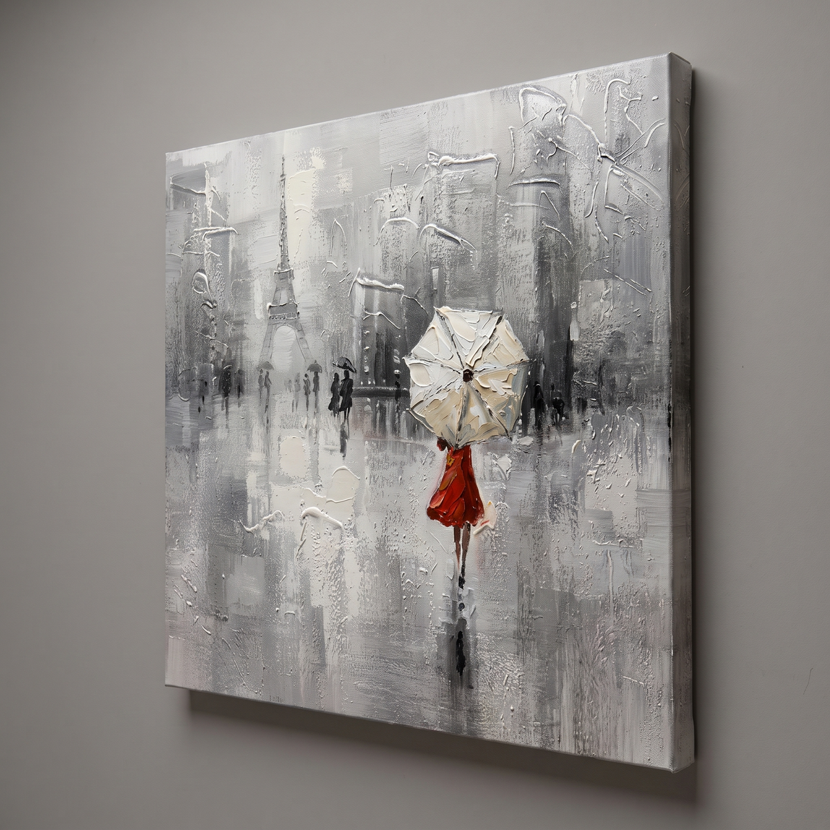 Eiffel Tower Canvas Wall Art, angled view showing canvas depth