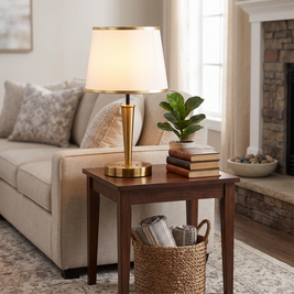 Nordic Brass Table Lamp on a living room side table