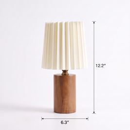 Wood Column Table Lamp dimensions, 6.3 in wide by 12.2 in high, on white background
