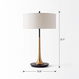 Bronze Teardrop Table Lamp dimensions, 13.8 in wide by 21.7 in high, on white background