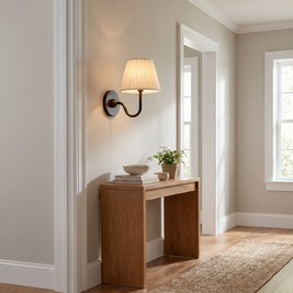 Luvora Fabric Drum Wall Sconce in an entry hallway