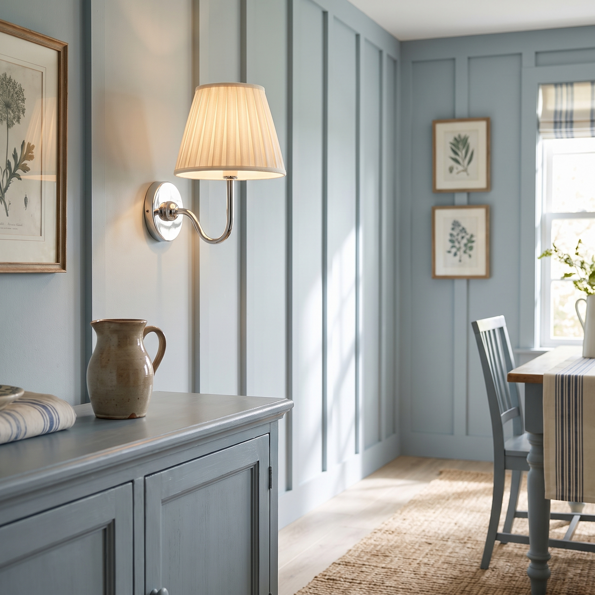 Luvora Fabric Drum Wall Sconce in a dining room