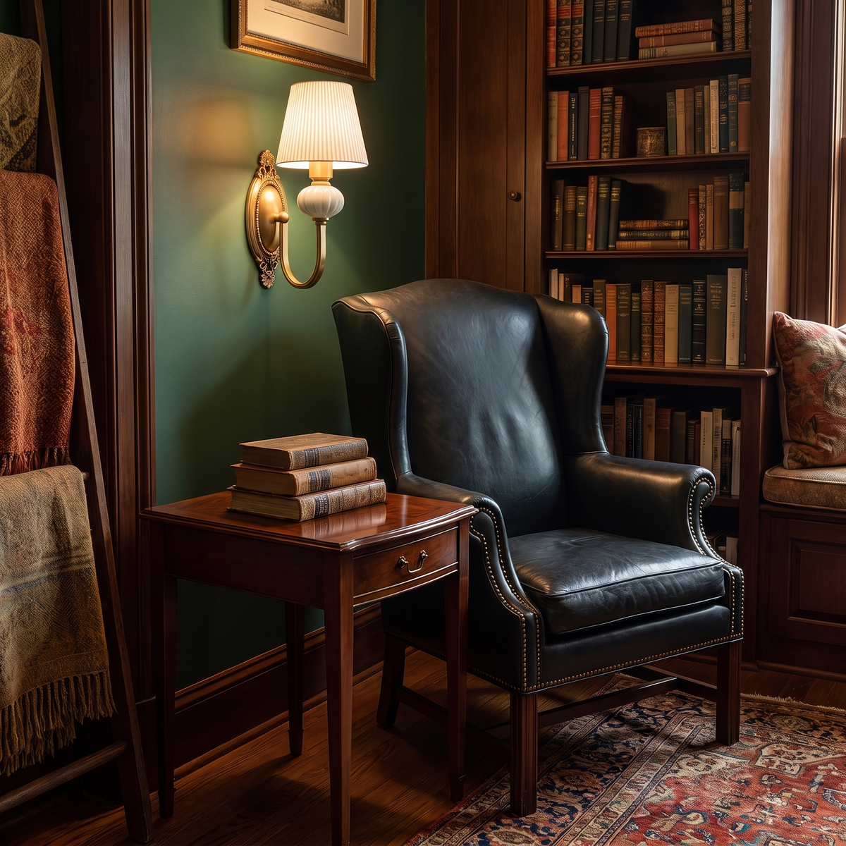 Rowan Ceramic Fabric Shade Sconce in a reading corner