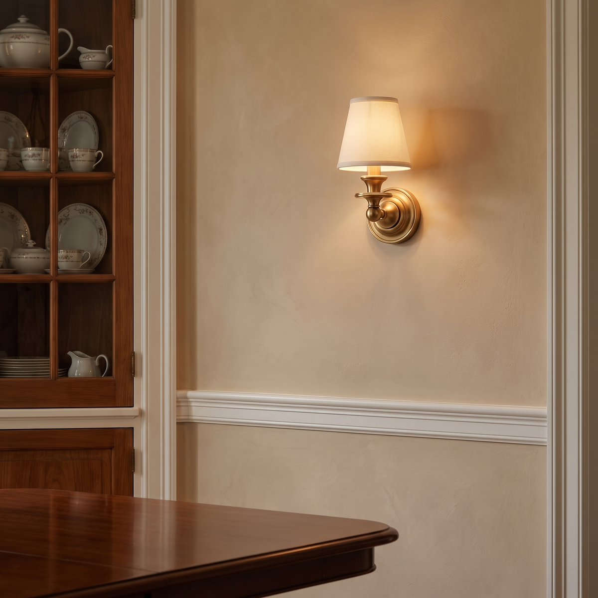 Rowan Drum Shade Wall Sconce in a dining room