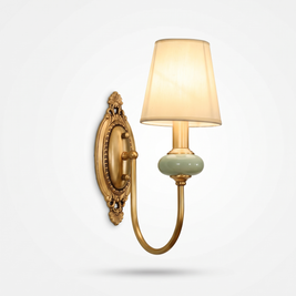 Rowan Ceramic Fabric Shade Sconce on white background
