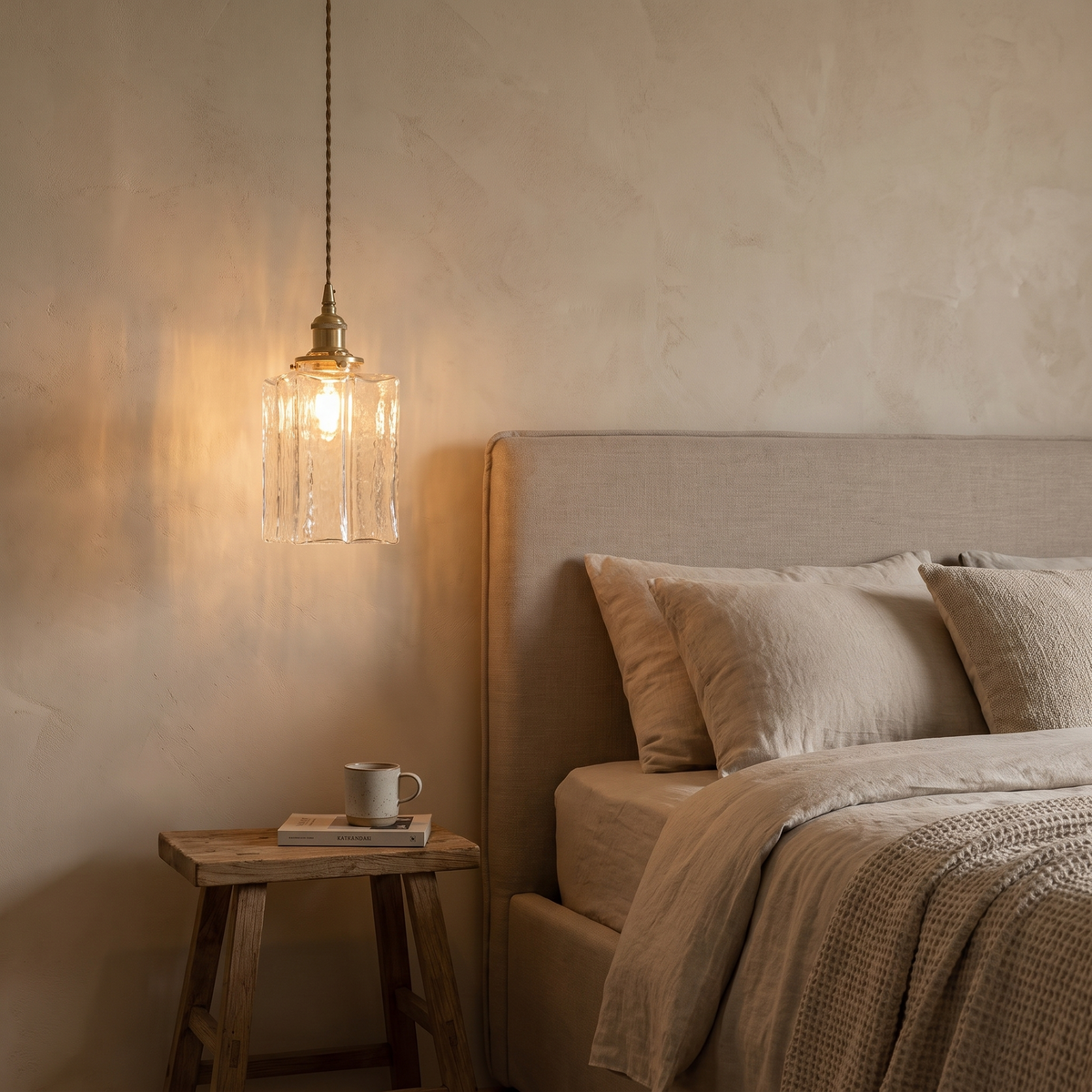 Ripple Glass Pendant Light as a bedside pendant