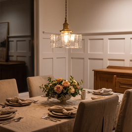Ripple Glass Pendant Light above a dining table