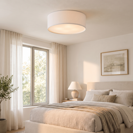 Dumora Linen Drum Flush Mount Light in white