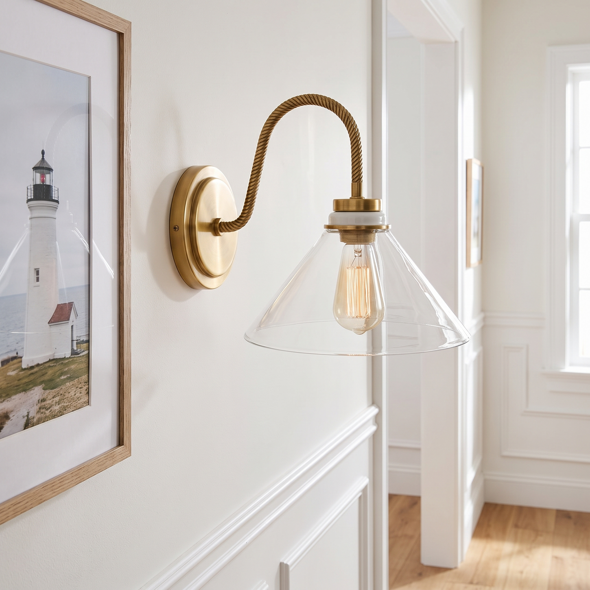 Aurenza Globe Sconce with clear glass shade
