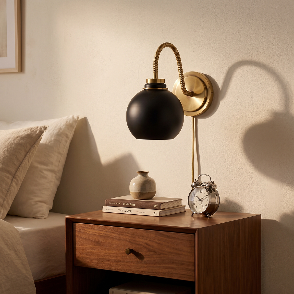 Aurenza Globe Sconce with black shade