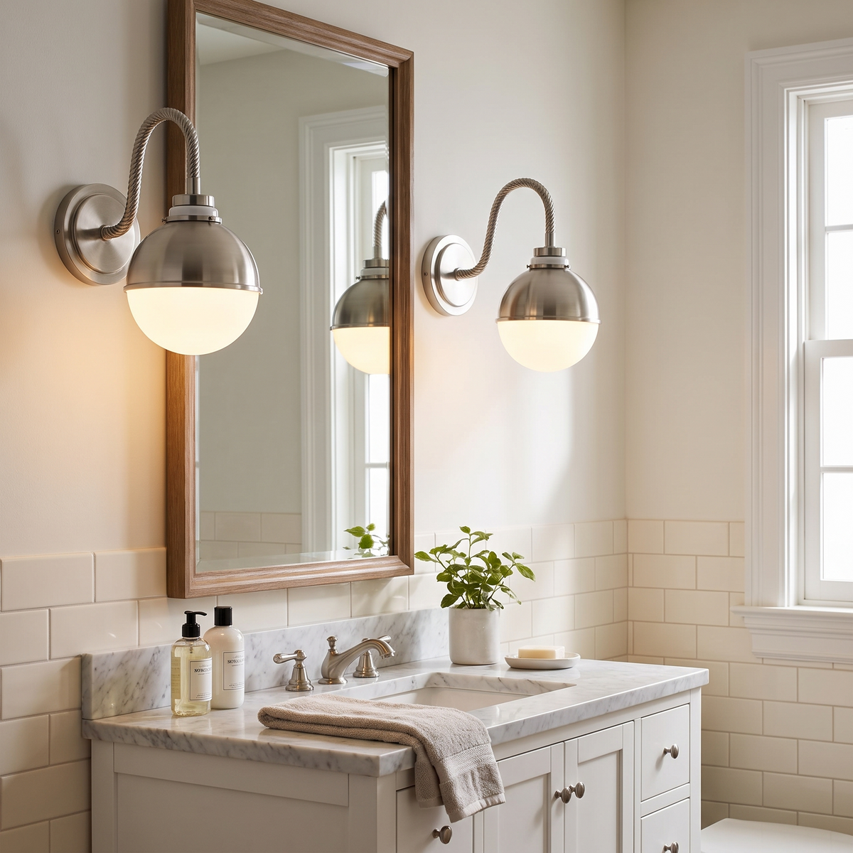 Aurenza Globe Sconce with matte nickel shade