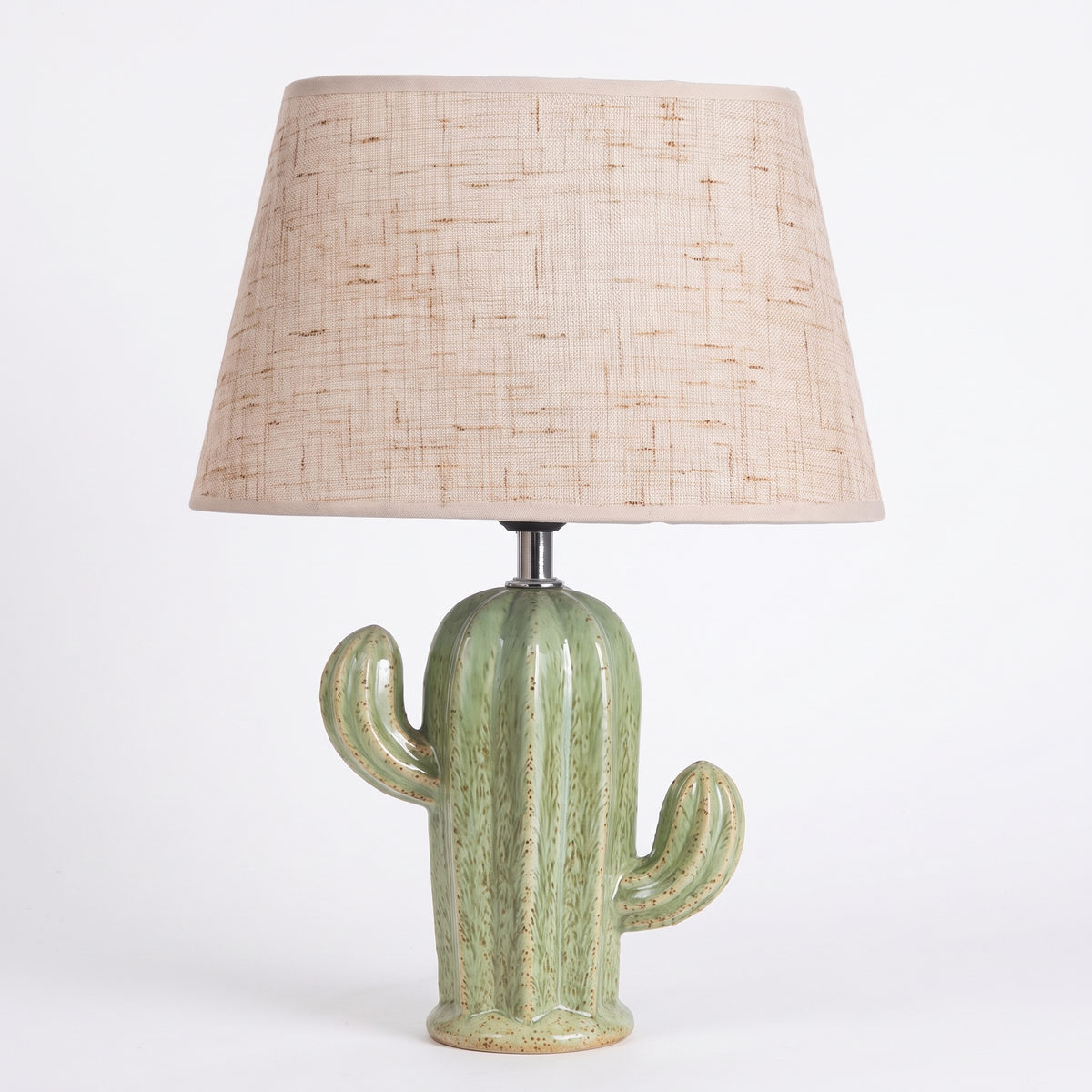 Cactus Ceramic Table Lamp on pure white studio background