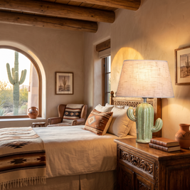 Cactus Ceramic Table Lamp in a luxurious Scottsdale desert bedroom