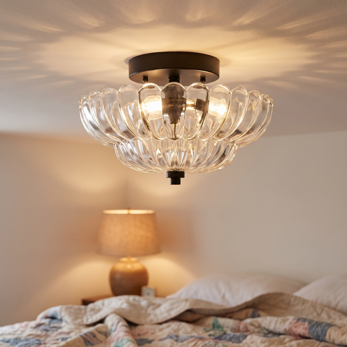 Vintage Glass Double Layer Floral Ceiling Lamp