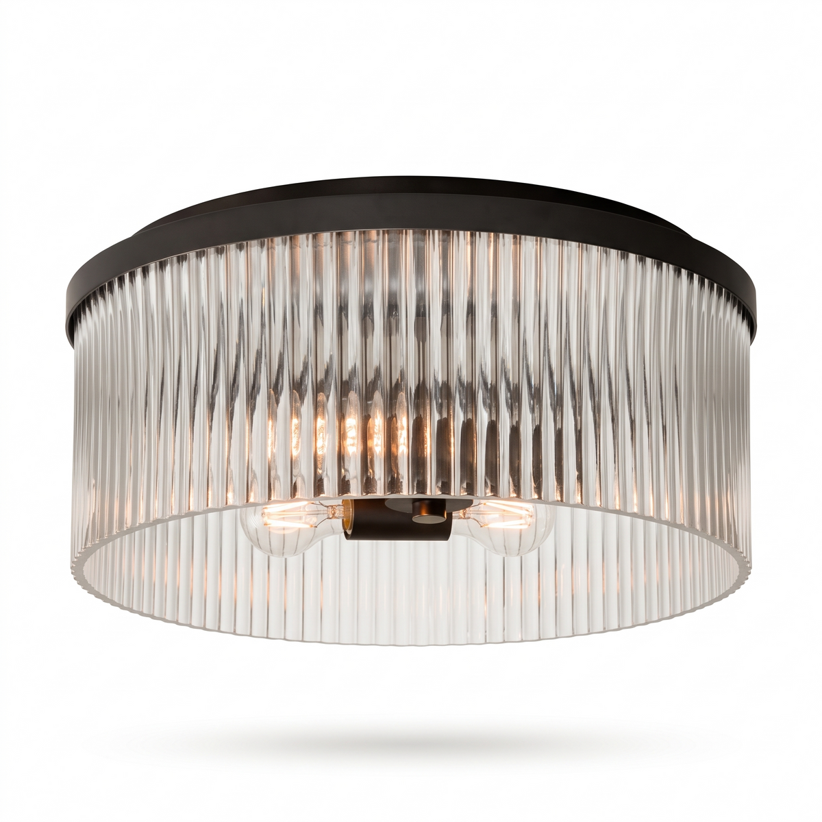 Bravira Ribbed Glass Flush-Mount Ceiling Light