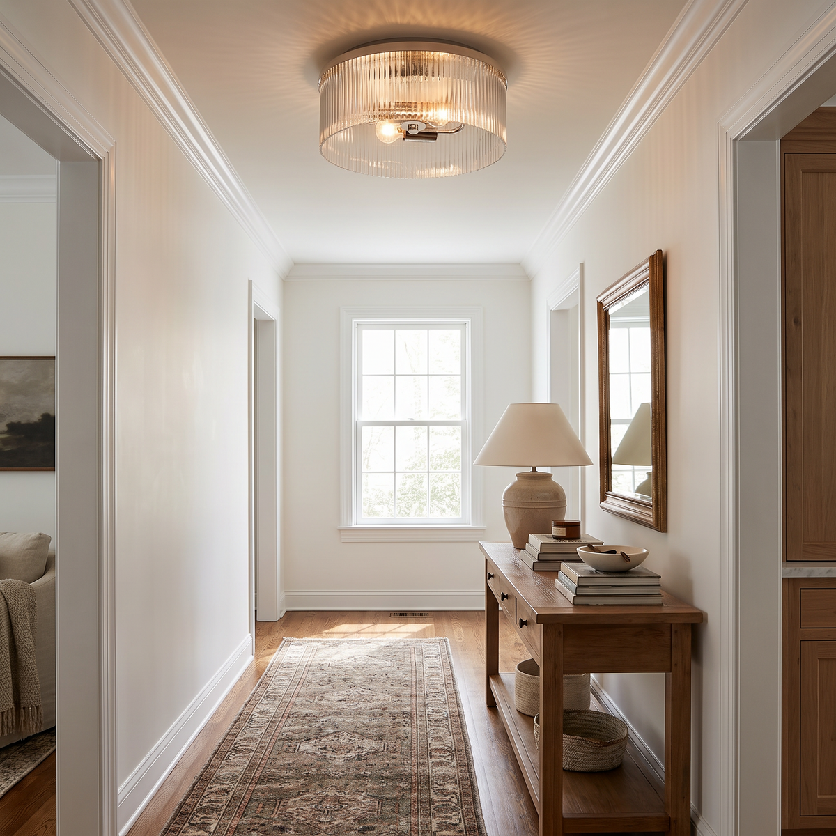 Bravira Ribbed Glass Flush-Mount Ceiling Light