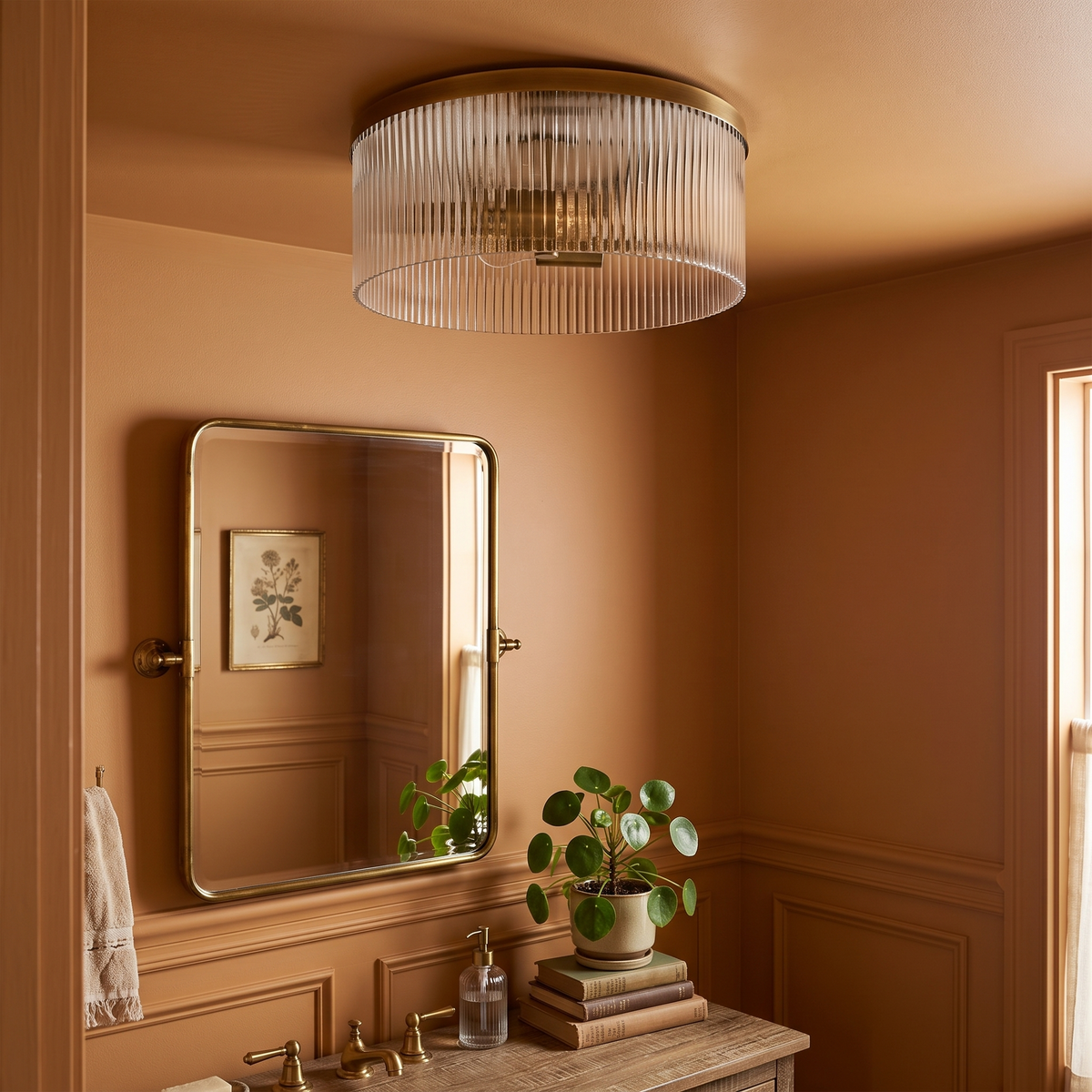 Bravira Ribbed Glass Flush-Mount Ceiling Light