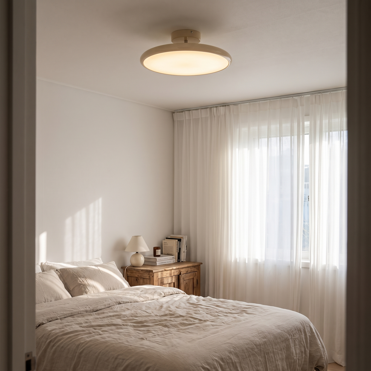 Beige Acrylic Adjustable Disc Ceiling Light