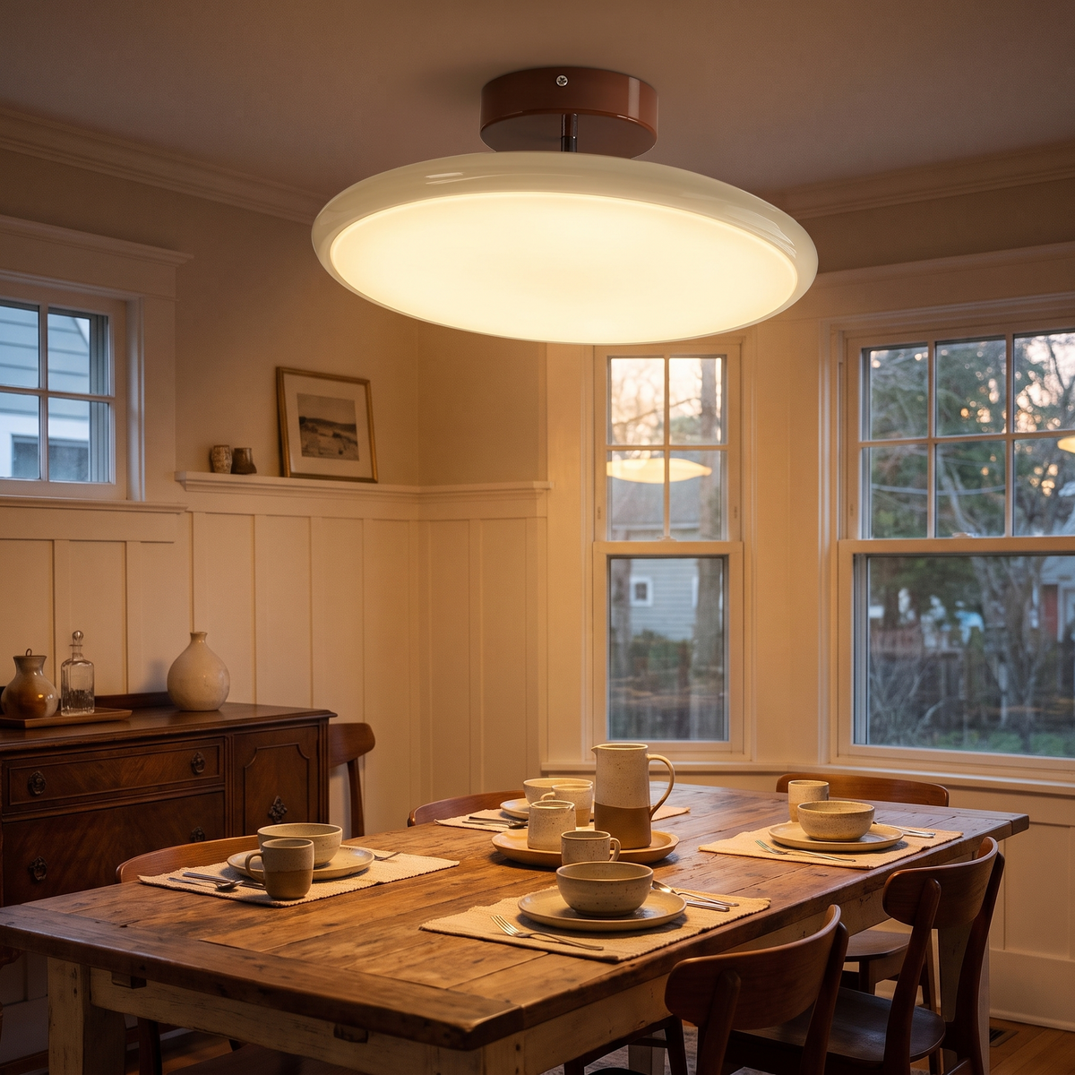 Beige Acrylic Adjustable Disc Ceiling Light
