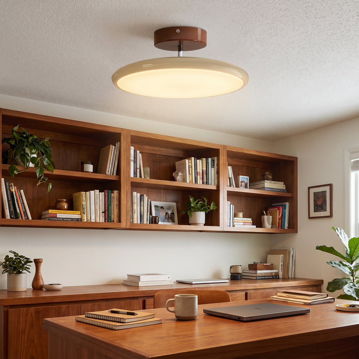 Beige Acrylic Adjustable Disc Ceiling Light