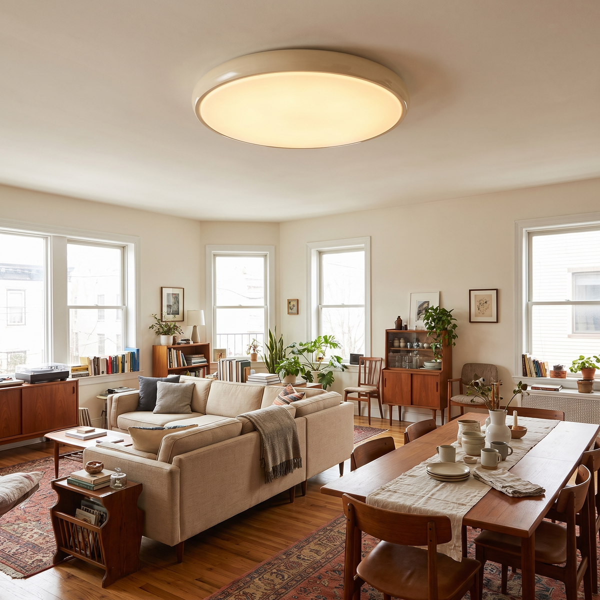 Beige Acrylic Adjustable Disc Ceiling Light