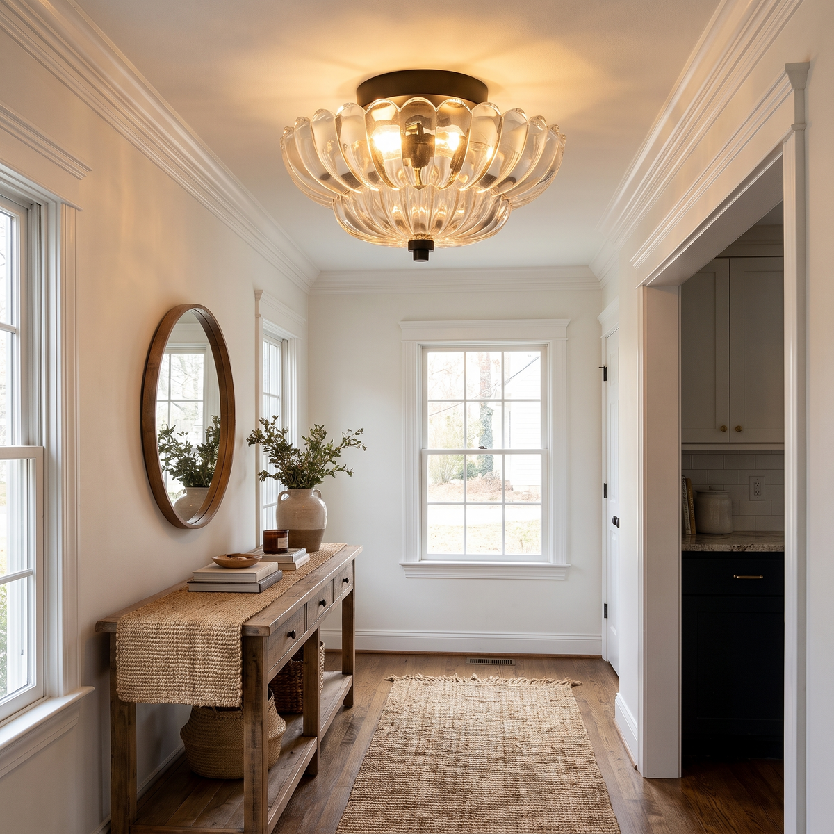 Vintage Glass Double Layer Floral Ceiling Lamp