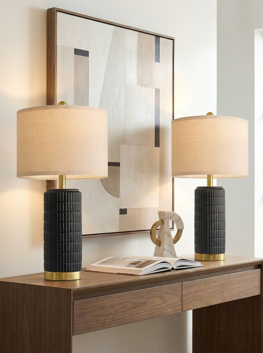 Black & Gold Ceramic Table Lamp