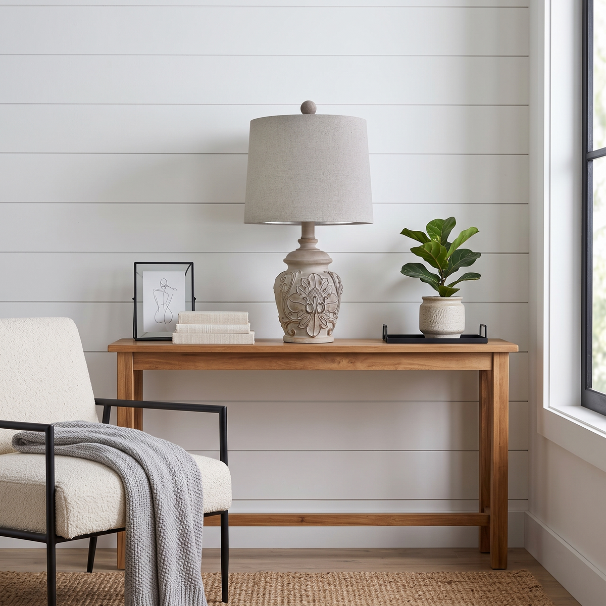 American Rural Retro Resin Carved Table Lamp - lifestyle 1