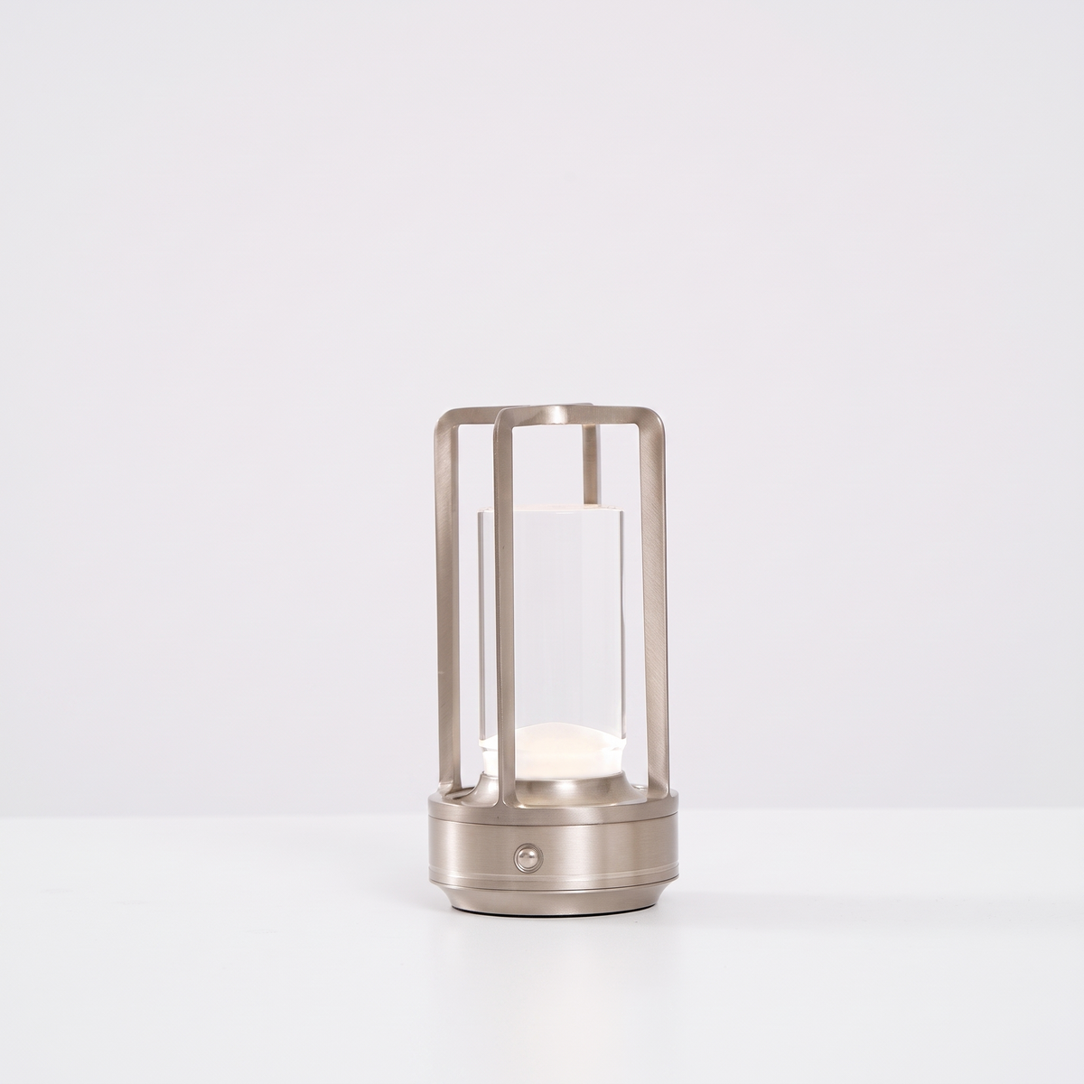 Lantern Cordless Crystal Table Lamp - satin nickel - white background