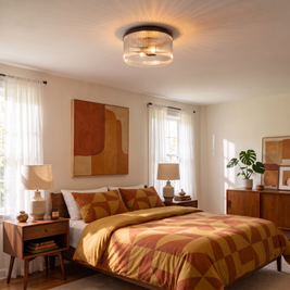 Bravira Ribbed Glass Ceiling Light - lifestyle 1