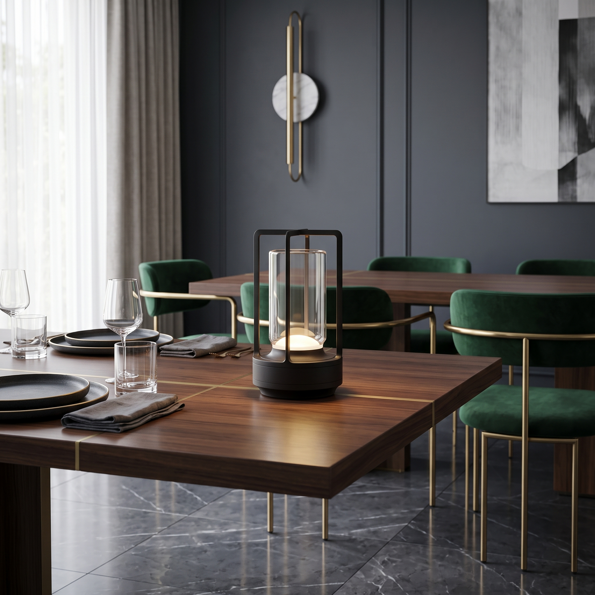 Crystal Table Lantern, Cordless, 8-Hour Battery