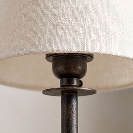 Rowan Linen Iron Table Lamp (bronze) detail close-up