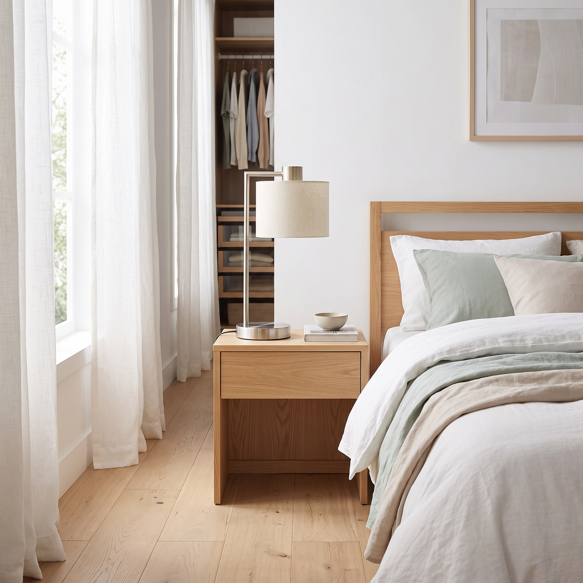 Bedside Table Lamp with USB Port and Touch Control in a styled room