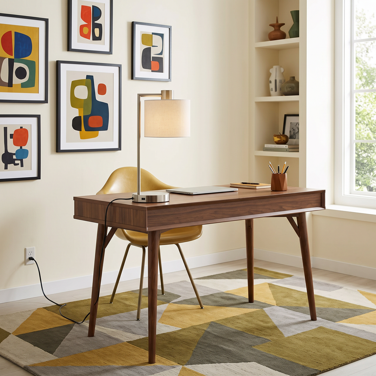 Bedside Table Lamp with USB Port and Touch Control in a styled room