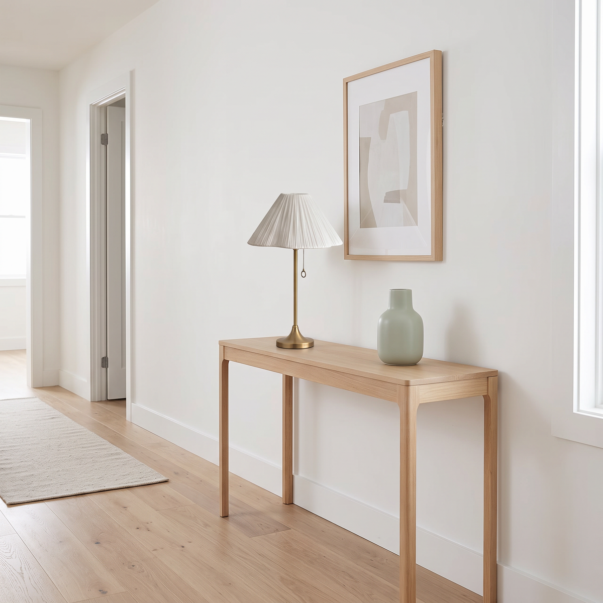 Blossine Scalloped Linen Table Lamp in a styled room