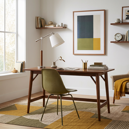 Vintage Bauhaus Swing Arm Table Lamp in a styled room