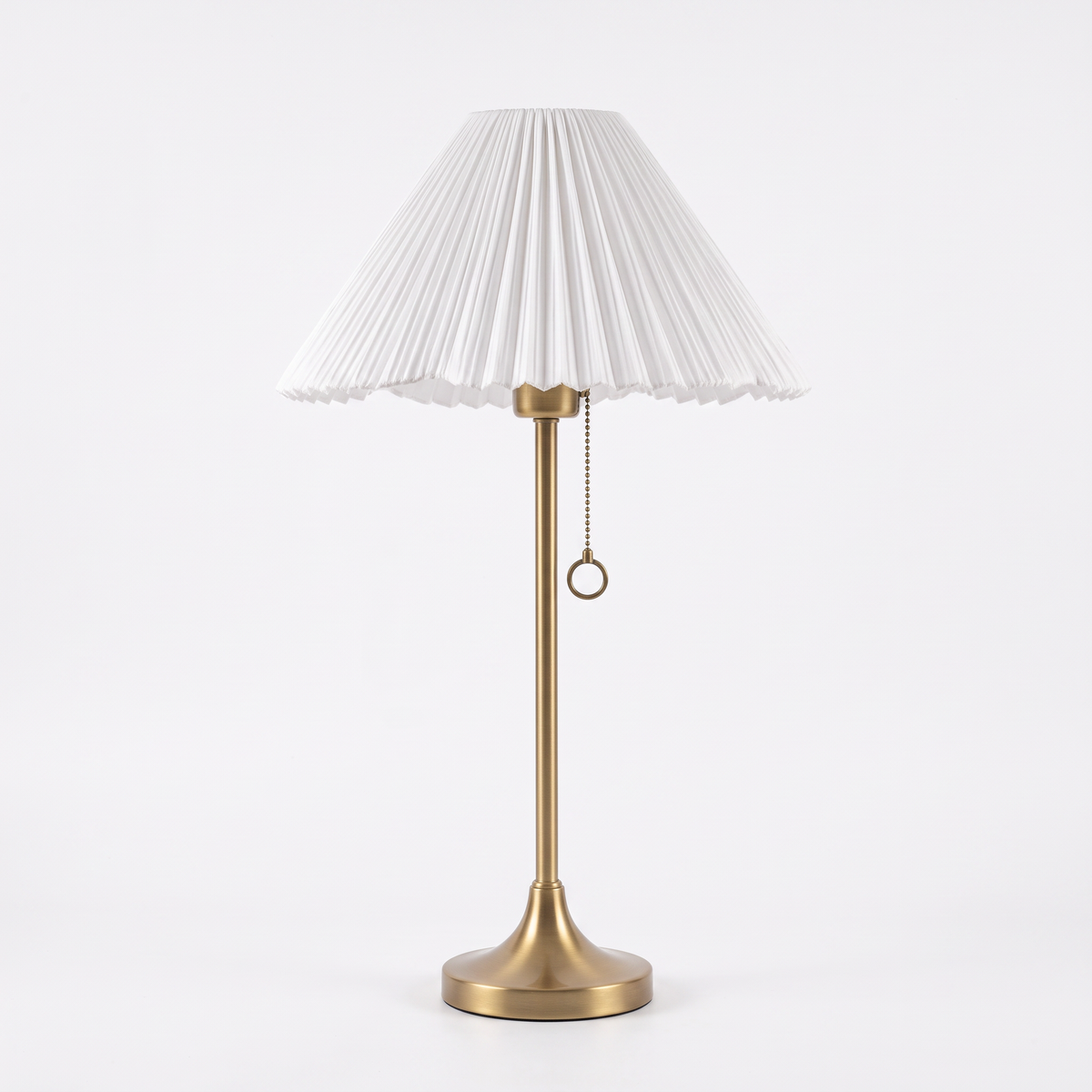 Blossine Scalloped Linen Table Lamp on a white background