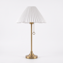 Blossine Scalloped Linen Table Lamp on a white background