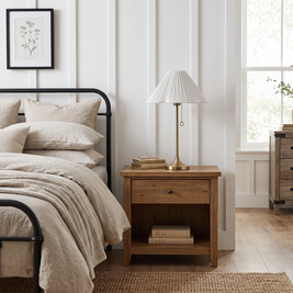 Blossine Scalloped Linen Table Lamp in a styled room